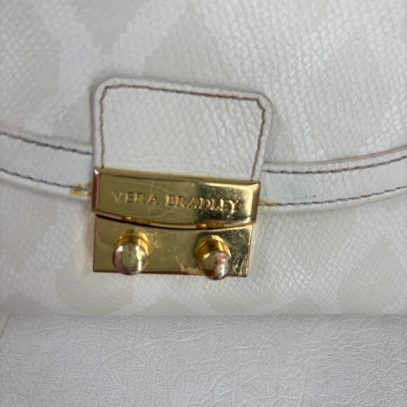 Vera Bradley Ultimate Wristlet Wallet Clutch White Oyster Leather Diamond Print - Picture 6 of 15